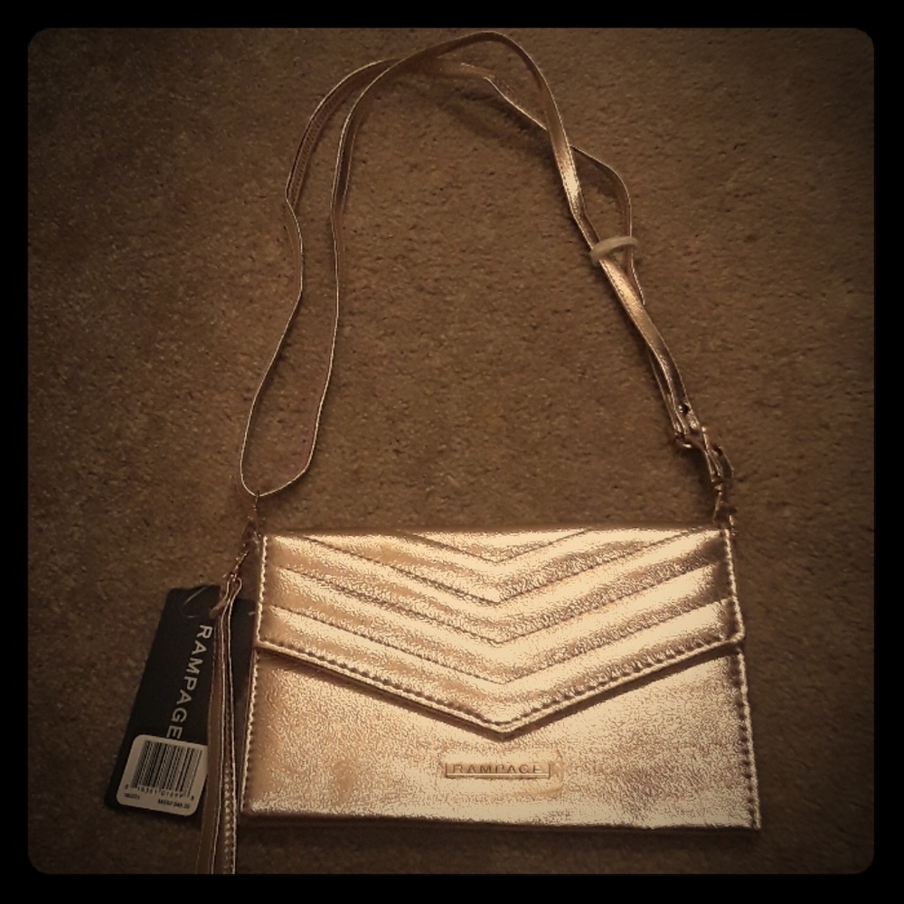 NWT rampage rose gold 3-way wearing wallet purse